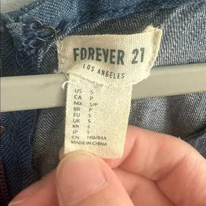 Forever 21 Womens Shift Dress Blue Chambray Denim Pocket Small thumbnail 3