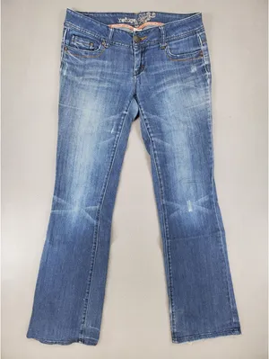 Refuge Bootcut Jeans Women 9L Blue Good‎ Low Rise Embroidered Pockets Stretch thumbnail 1