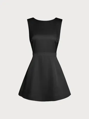 Rihoas Black Boat Neck Pearl A-Line Mini Dress thumbnail 6