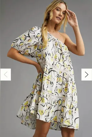 New Velvet by Graham & Spencer One-Shoulder Floral Mini Dress Size XL thumbnail 1