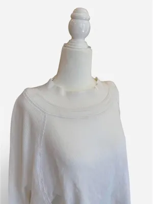 Free People White Waffle Knit mock kneck Long Sleeve Top Size Small thumbnail 5