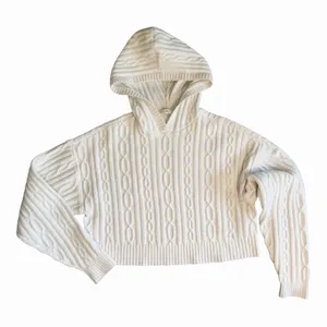 Alo Yoga Cable Knit Winter Bliss Hoodie Ivory Size Small Crop Cropped Sweater thumbnail 1