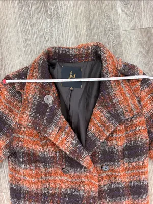 Jack by BB Dakota plaid checkered wool blend Y2K retro peacoat brown orange small thumbnail 14