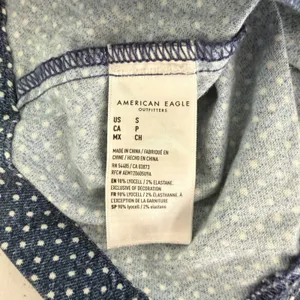American Eagle Strapless Mini Dress Womens Small Polka Dot Denim Tube Blue thumbnail 7