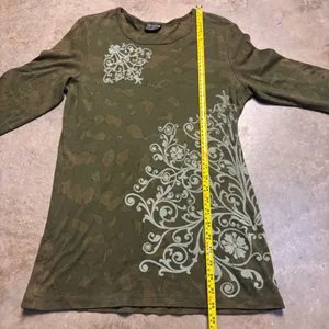 Tryst Retro Y2K Skater Olive Green Camo MallGoth Printed Shirt Womens XL thumbnail 4