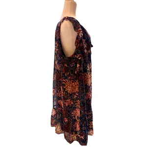 Madewell Boho Floral Ruffle Navy Dress Size XL thumbnail 5