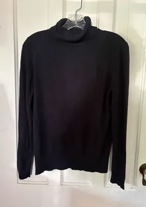 Ann Taylor Navy Ribbed Turtleneck Sweater thumbnail 1