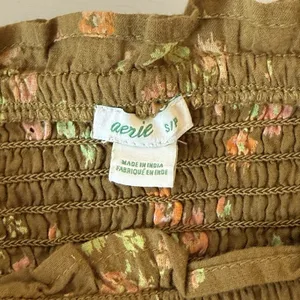 Aerie Smocked Bodice‎ Floral Crop Top Blouse Small Cottagecore Boho Chic Forest thumbnail 11