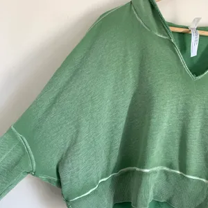 Free People Morning Run Crop Oversized Hoodie Modal Blend Green size S thumbnail 7