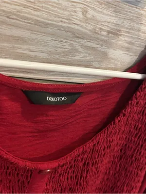 Dokotoo red smocked babydoll mini dress thumbnail 4