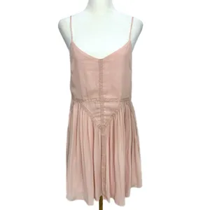 Forever 21 Women’s Sz M Light Pink Cami Dress Whimsical Chiffon Embroidered Mini thumbnail 2