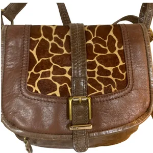 The Sak Brown Distressed Leather W/Calf Hair In Giraffe Print Bag thumbnail 12