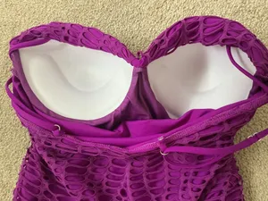 Matte Collection Fuchsia/Purple Cutout Overlay Swimsuit- Sz Lg- Nwot thumbnail 7