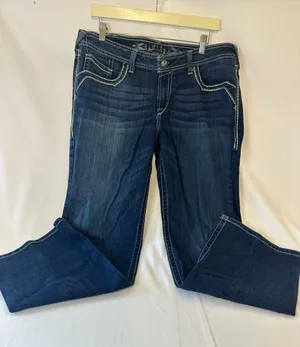 Ariat Dark Blue Bootcut Jeans with Contrast Stitching thumbnail 1