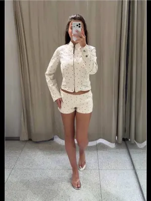 Nwt Zara Polka Dot Fitted Jacket Size Xs thumbnail 11