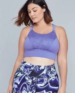 Lane Bryant Livi Active Plus Size 16 Violet Storm Knotted Back Sports‎ Bra thumbnail 1