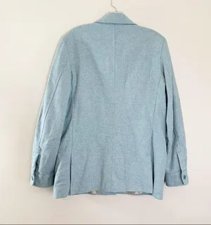 Façonnable Sky Blue Wool Blend Herringbone Jacket thumbnail 7