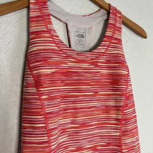 The North Face Orange Stripe Athletic Nylon Tank Top Vapor Wick Medium thumbnail 2