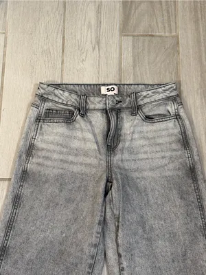 SO Wide-Leg High-Rise Jeans - Grey Mineral Wash thumbnail 3