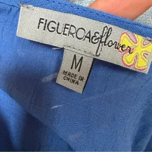 Figueroa & Flower Med Blouse Embroidered Faux Wrap Royal Blue Side Tie Crinkled thumbnail 6