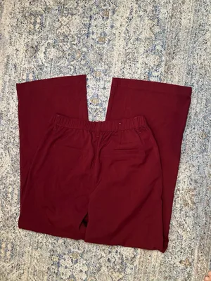 rue craft Tailored Trouser Burgundy Red High Waisted Wide Leg Pants Women's Size thumbnail 6