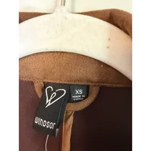 Windsor Faux Suede Brown Double Breasted Blazer XS NWT thumbnail 3