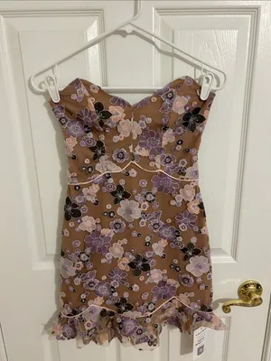 For Love And Lemons Posy Embroidered Mini Dress Purple Morning Bloom New Size XS thumbnail 6