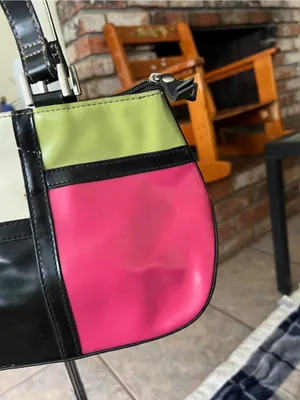 Y2K vintage Minicci Colorblock Shoulder Bag in Black, White, Pink & Lime thumbnail 4