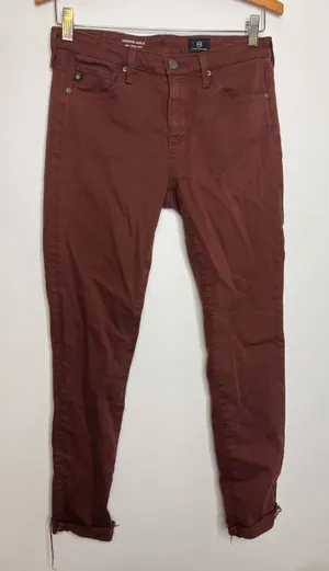 AG Adriano Goldschmied Legging Ankle Women 26R Rust Brown Raw Hem Skinny modern thumbnail 1