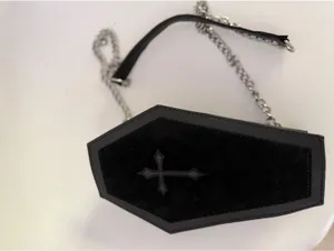 Black coffin crossbody bag with chain strap thumbnail 2