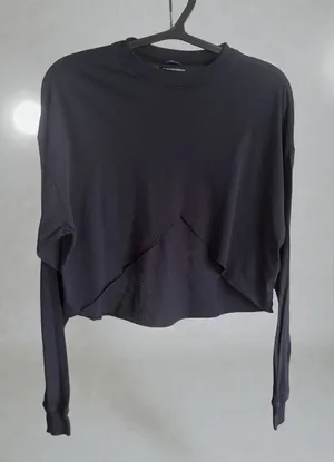 Out From Under‎ Urban Outfitters Black Long Sleeve Cropped Top Size SP thumbnail 1
