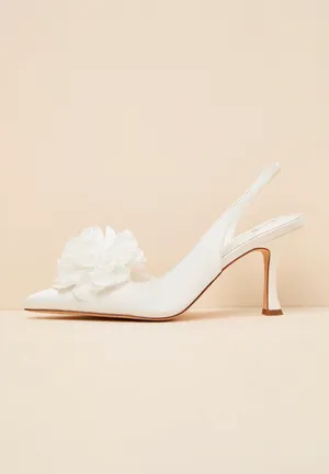 Lulu’s Courtney Ivory Satin Floral Applique Slingback Pumps thumbnail 2