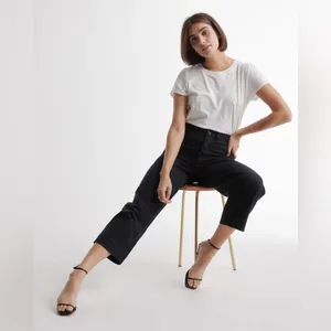 NWT Quince Organic Stretch Cotton Twill Wide-Leg Crop Pants, Size 31" thumbnail 5