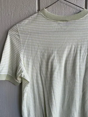 Giorgio Armani Striped Cotton Tee in Dreamy Soft Sage Green Size 50 Italy thumbnail 6