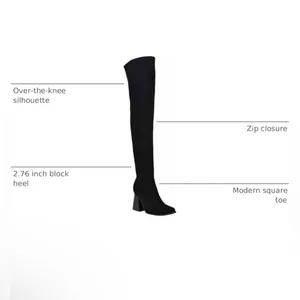 Nine West Black Stretch Over the Knee Boots Square Toe Block Heel Size 8 NWOT thumbnail 3