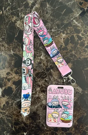 Labubu ID card badge holder lanyard thumbnail 1