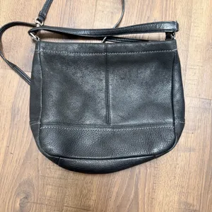 Coach Park Hobo Black Pebbled Leather Crossbody Bag Teal Lining Zip Top Purse thumbnail 3