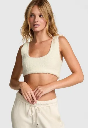 PINK by Victoria's Secret Cream Fuzzy Co-ZZZy Fleece Bralette - XL thumbnail 1