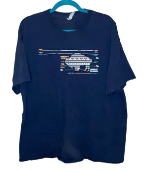 Oklahoma‎ Tribal Buffalo Graphic Tee Navy Blue Unisex XL thumbnail 1