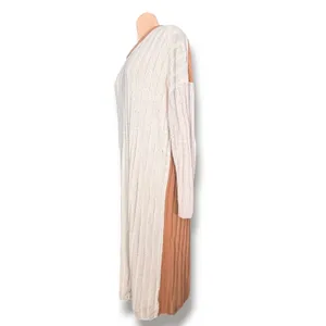 Madewell Re)sourced Ribbed Wool Alpaca Midi Sweater Dress Large Colorblock Tan L thumbnail 3