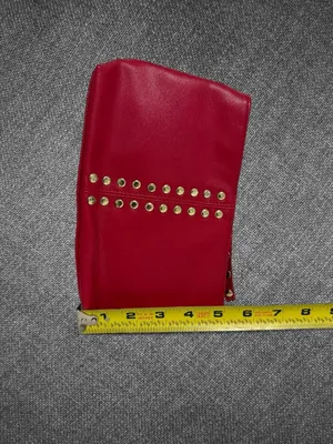 Elizabeth Arden Red Faux Leather Gold Studded Wristlet Clutch thumbnail 5