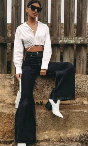 Zara NWT White Wrap Crop Top thumbnail 1