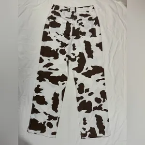 Princess Polly Be Wild Pants White and Brown Cow Print Size 2 thumbnail 5