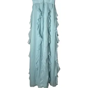 NWT Lovers + Friends Ruffle Halter Maxi Dress Baby Blue XS thumbnail 14