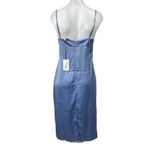 NEW WeWoreWhat Blue Satin Sleeveless Cowl Neck Cami Camisole Tank Slip Dress XL thumbnail 2