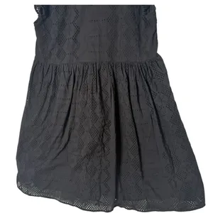 Black Eyelet Babydoll Embroidered Floral Mini Dress Size M Empire Waist Folk thumbnail 10