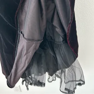 Jessica McClintock Gunne Sax Black Red Velvet Skater Dress thumbnail 7