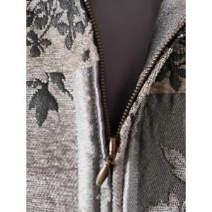 Coldwater Creek Brown Patchwork Tapestry Vest Fur Collar Size Med READ thumbnail 3