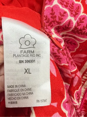 Farm Rio Red Summer Sunrise Maxi Dress 100% linen XL thumbnail 8