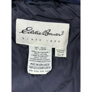 VTG Eddie Bauer Puffer Vest Womens S/P Green & Blue Plaid Goose Down Insulated thumbnail 3